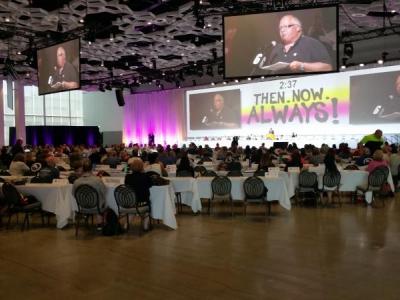 President SGEU Bob Bymoen on screen